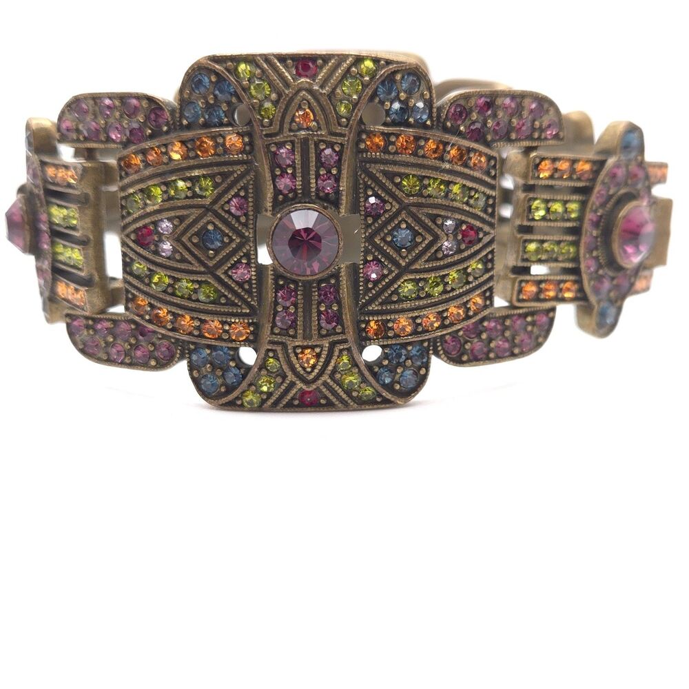 Heidi Daus | Art Deco Statement Bracelet Multicolor Crystal Pavé Link  7 in